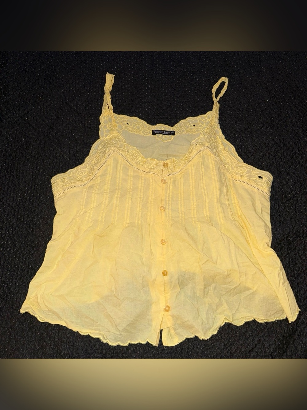 Emerson Lang yellow button up cami with lace